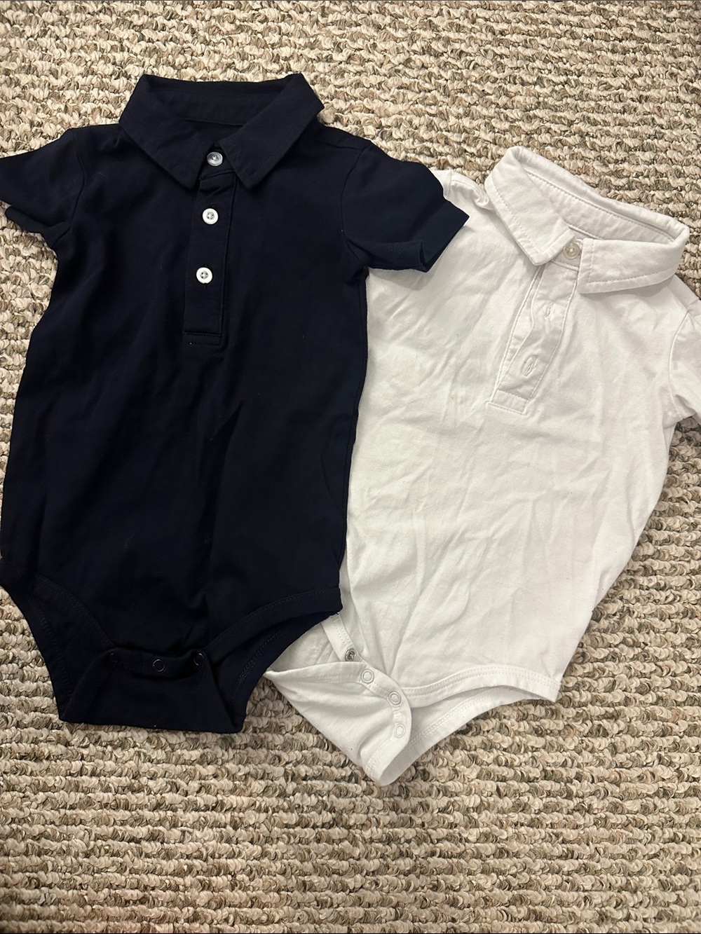 Primary Navy and White Polo One-Piece Bodysuits Set